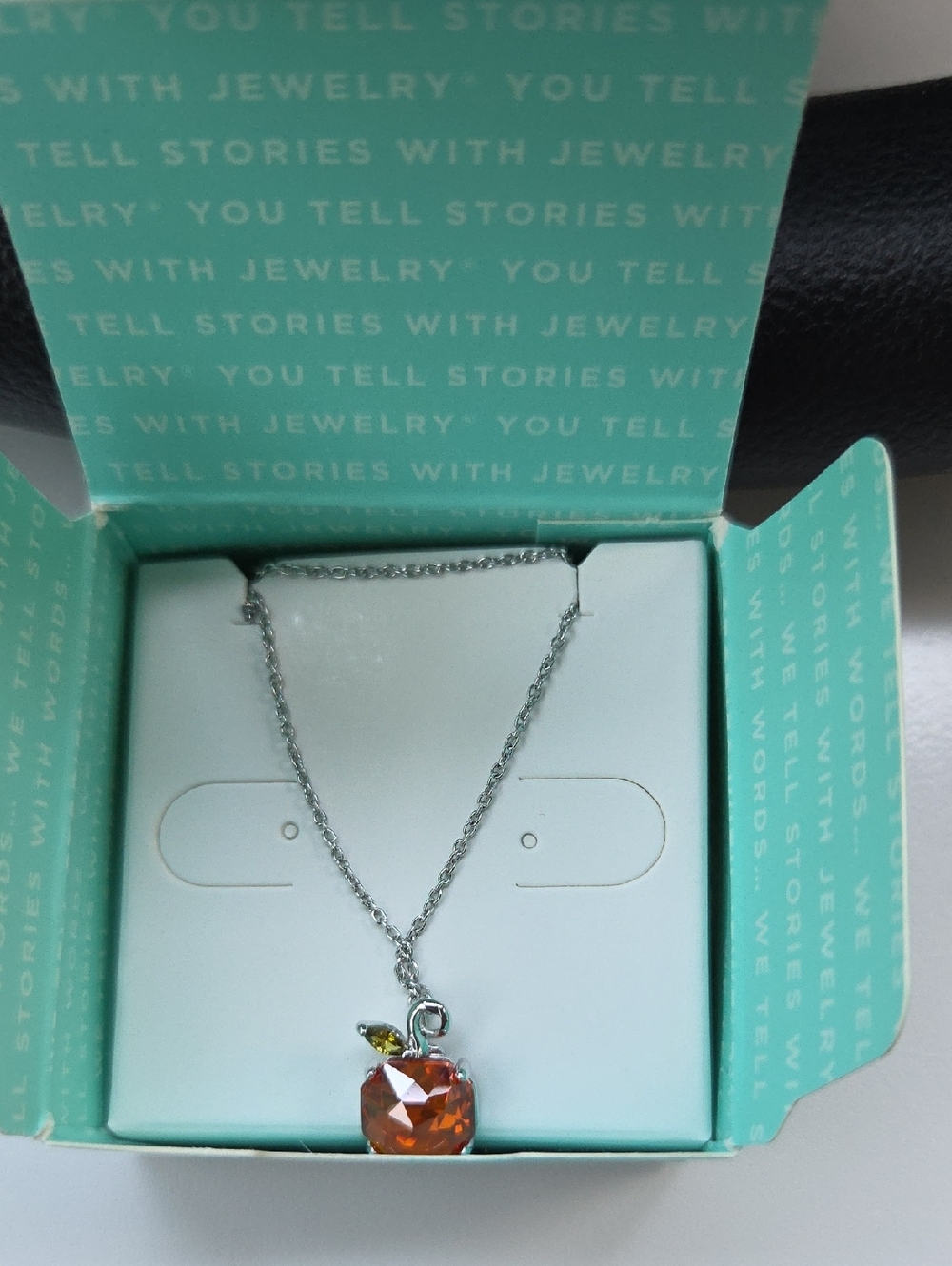 Origami Owl Silver Crystal Orange Pumpkin Necklace - NL1064